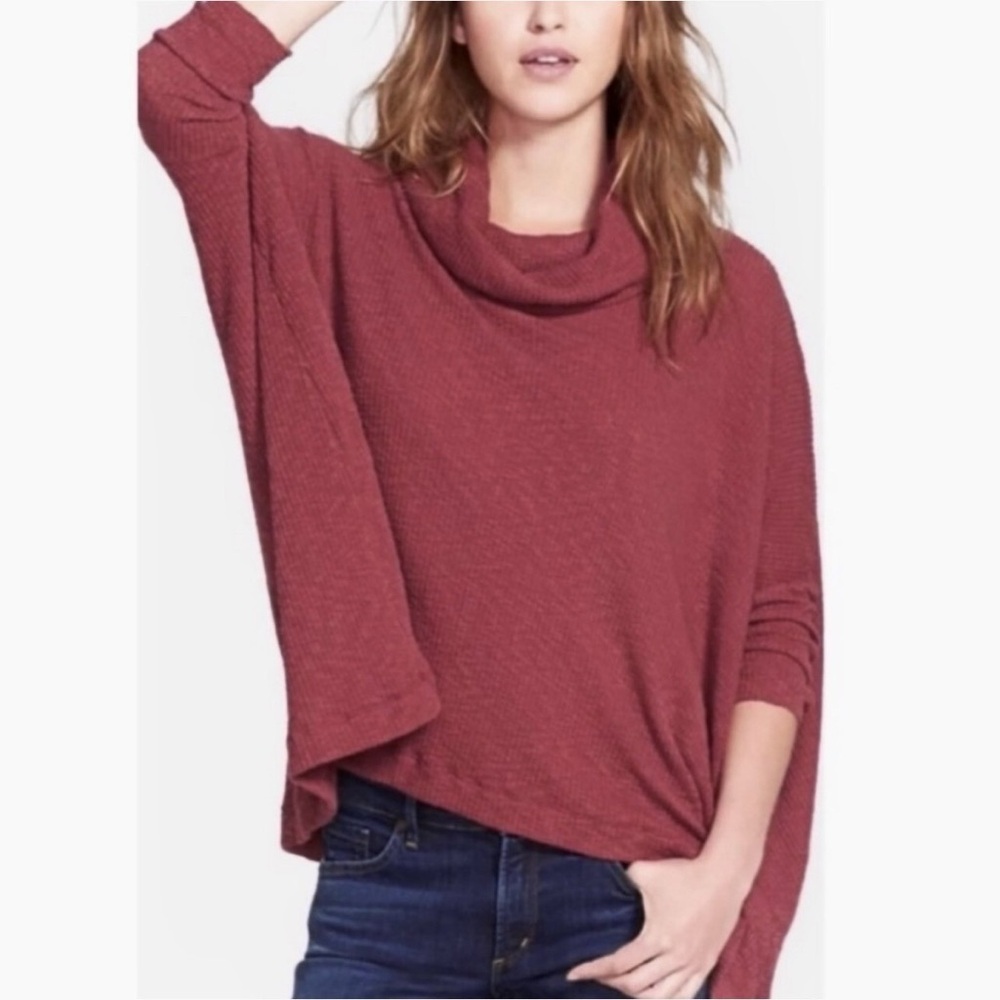 Free People Beach World Traveler Split Back Cowl Neck Top